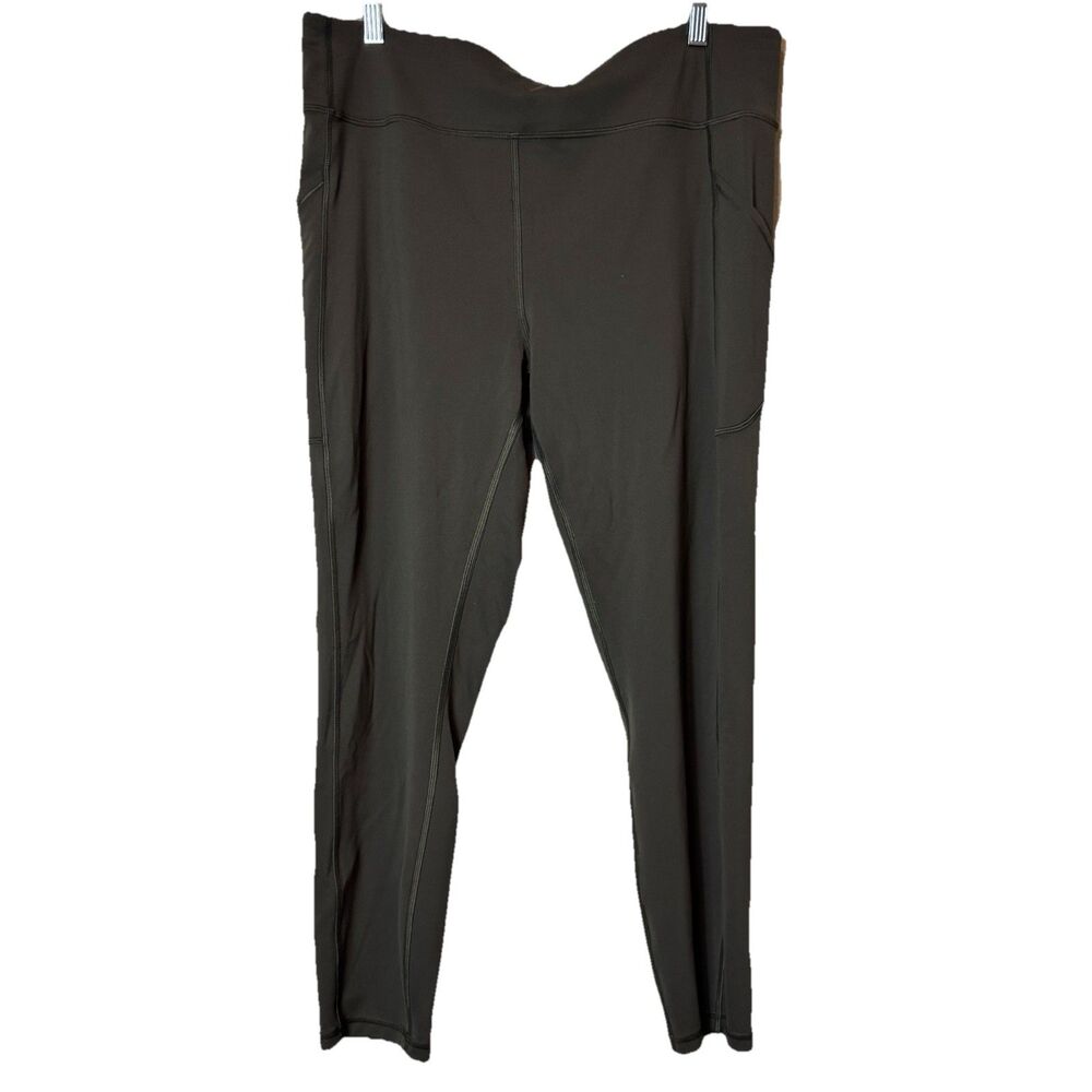 Lululemon Invigorate High Rise Tight 25” Dark Olive Green Pockets Women’s Sz 16